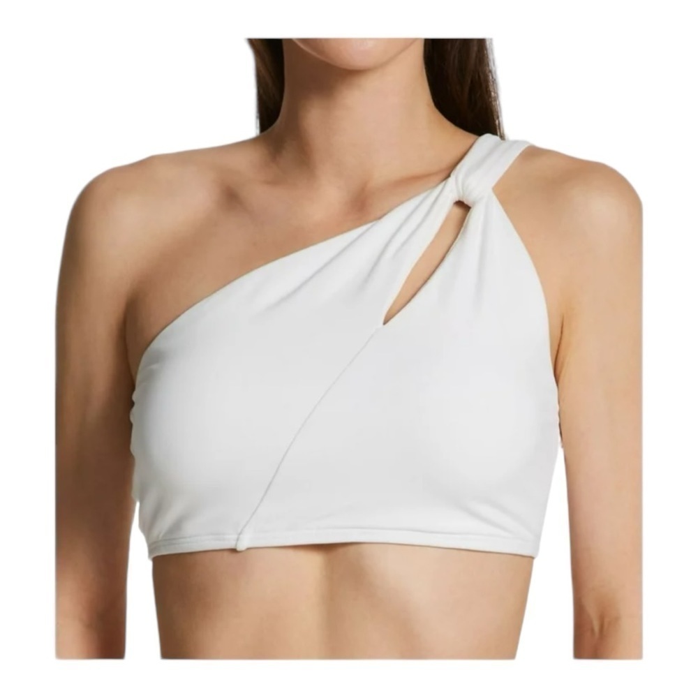 Carmen Marc Valvo Twisted Tides One Shoulder Cut Out Bikini Top in White NWT